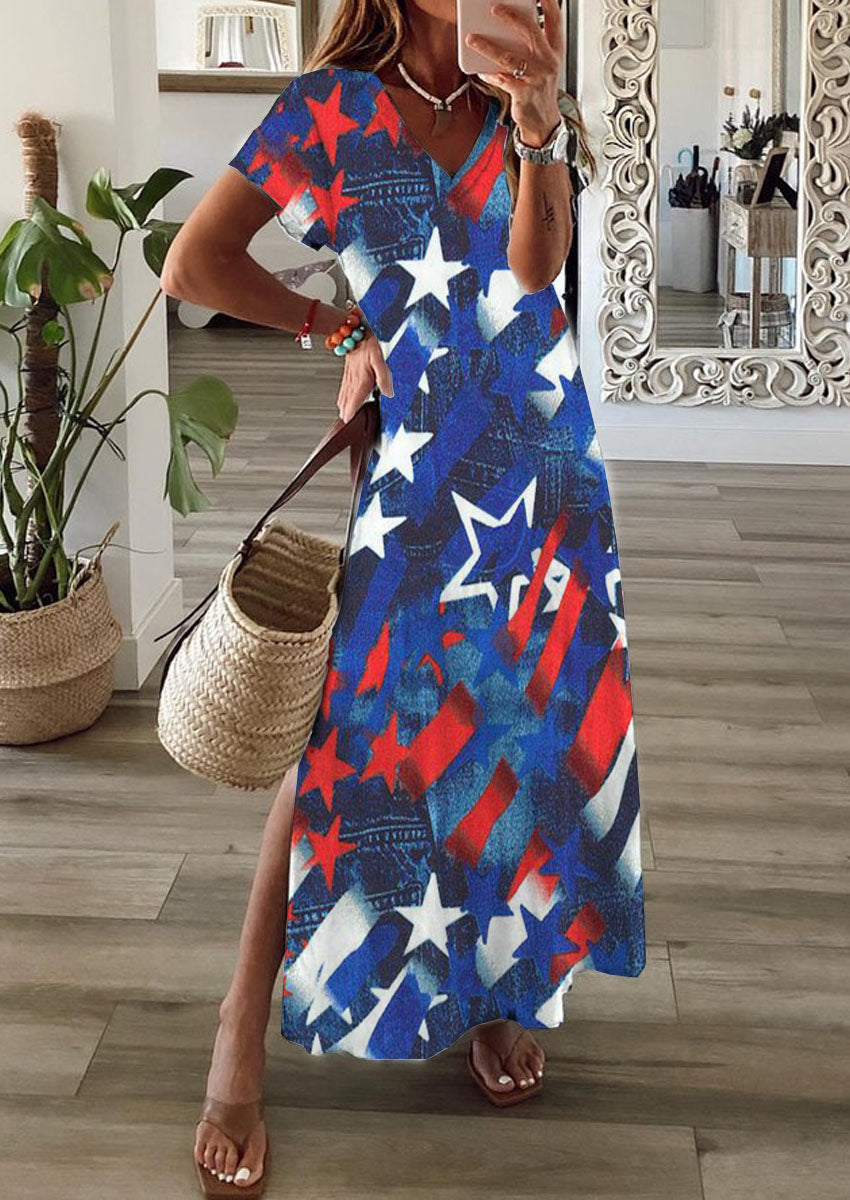 European American Summer New Elegant 3d Printing Ladies Dress