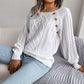 Square Neck Button Fried Dough Twists Knitting Pullover Sweater