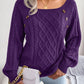 Square Neck Button Fried Dough Twists Knitting Pullover Sweater